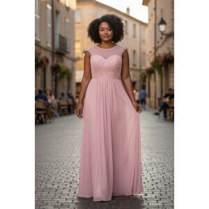 Abby Paris Pink Formal Maxi chiffon Dress Ballgown Women Size 16